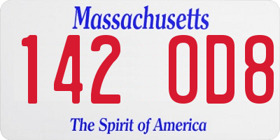 MA license plate 142OD8