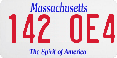 MA license plate 142OE4