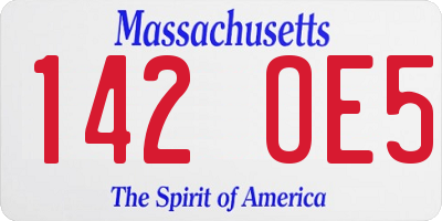 MA license plate 142OE5