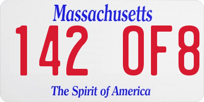 MA license plate 142OF8