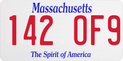 MA license plate 142OF9