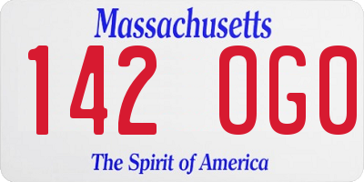 MA license plate 142OG0