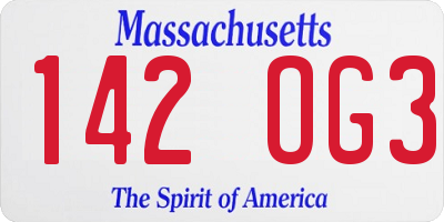 MA license plate 142OG3