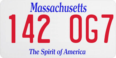 MA license plate 142OG7