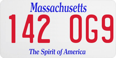 MA license plate 142OG9