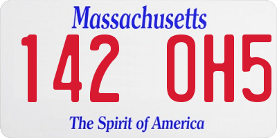 MA license plate 142OH5