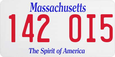 MA license plate 142OI5