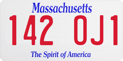 MA license plate 142OJ1