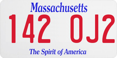 MA license plate 142OJ2
