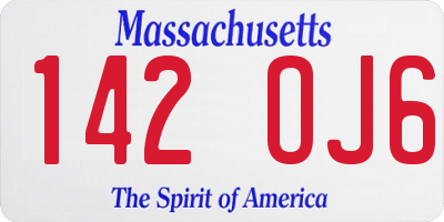 MA license plate 142OJ6