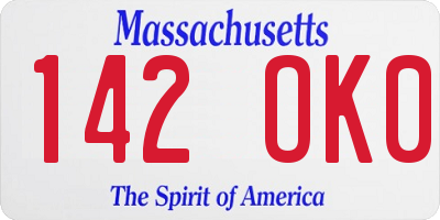 MA license plate 142OK0