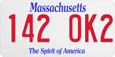 MA license plate 142OK2