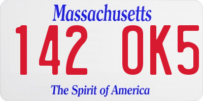 MA license plate 142OK5