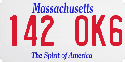 MA license plate 142OK6