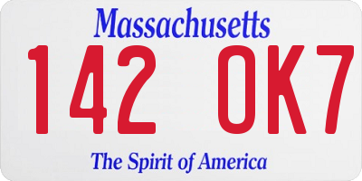 MA license plate 142OK7