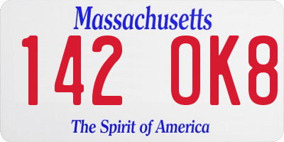 MA license plate 142OK8
