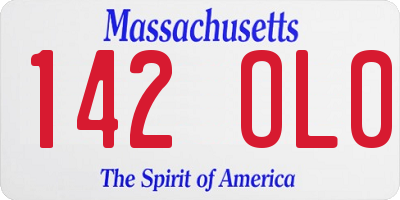 MA license plate 142OL0
