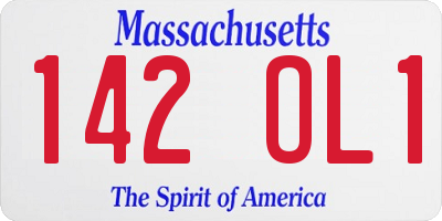 MA license plate 142OL1
