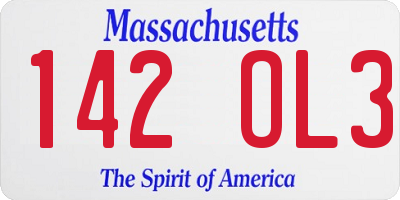 MA license plate 142OL3