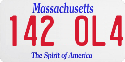 MA license plate 142OL4