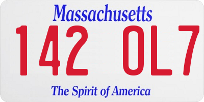 MA license plate 142OL7