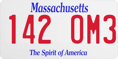 MA license plate 142OM3