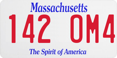 MA license plate 142OM4