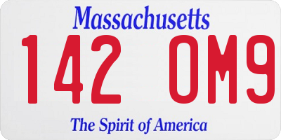 MA license plate 142OM9