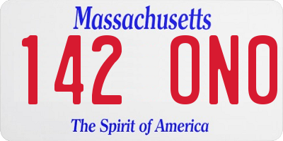 MA license plate 142ON0
