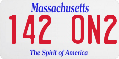 MA license plate 142ON2