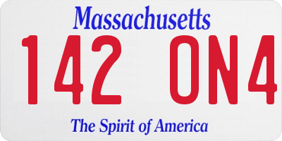 MA license plate 142ON4