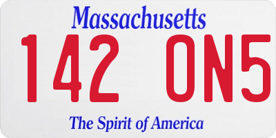 MA license plate 142ON5