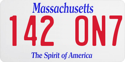 MA license plate 142ON7