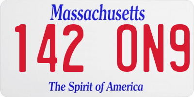 MA license plate 142ON9