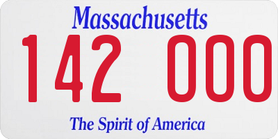 MA license plate 142OO0
