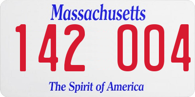 MA license plate 142OO4
