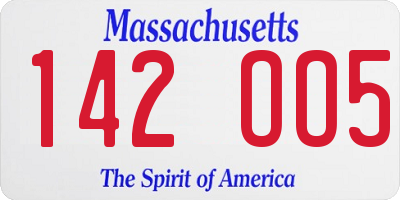 MA license plate 142OO5