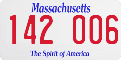 MA license plate 142OO6