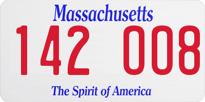 MA license plate 142OO8