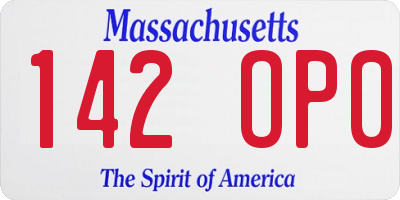MA license plate 142OP0