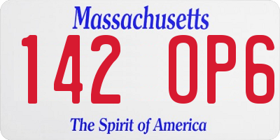 MA license plate 142OP6