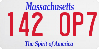 MA license plate 142OP7