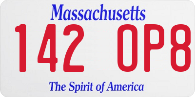 MA license plate 142OP8