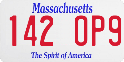 MA license plate 142OP9
