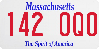 MA license plate 142OQ0