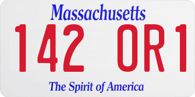 MA license plate 142OR1