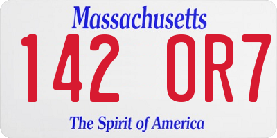 MA license plate 142OR7