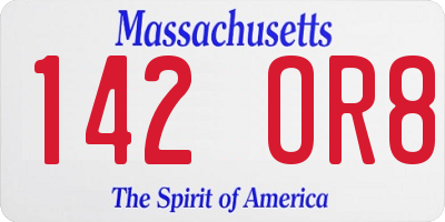 MA license plate 142OR8
