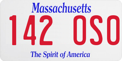 MA license plate 142OS0