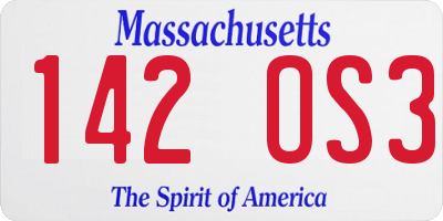 MA license plate 142OS3